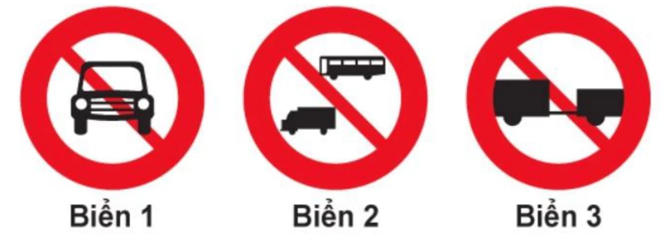 Hình câu 301: Biển nào cấm các loại xe cơ giới đi vào, trừ xe máy hai bánh, xe gắn máy và các loại xe ưu tiên theo quy định?