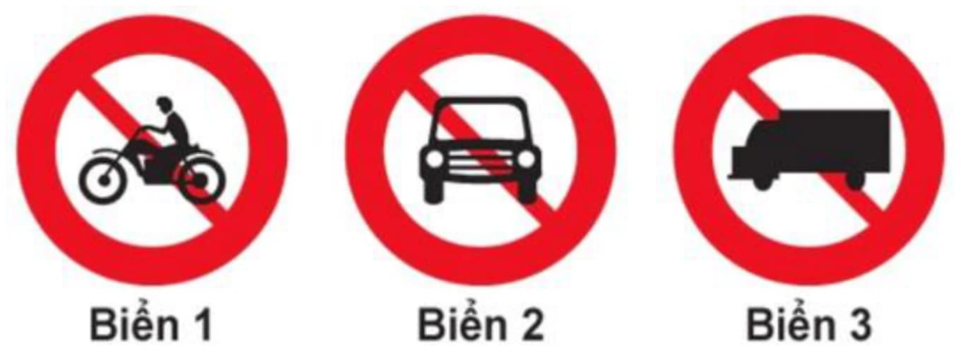 Hình câu 307: Khi gặp biển nào thì xe mô tô hai bánh được đi vào?
