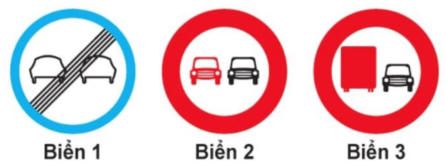Hình câu 308: Biển nào cho phép xe ô tô con được vượt?