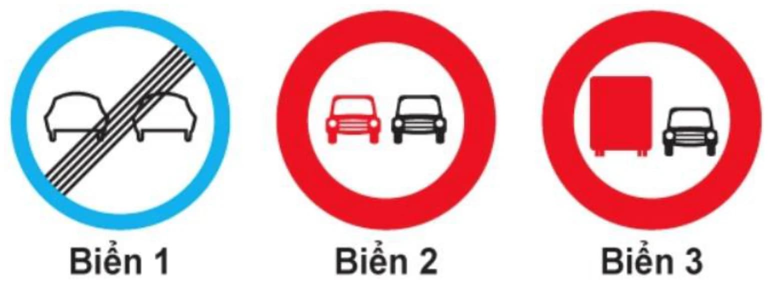 Hình câu 309: Biển nào không cho phép xe ô tô con vượt?
