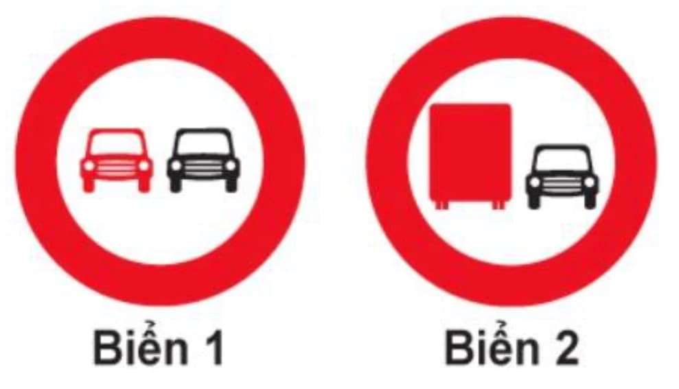 Hình câu 312: Biển nào xe ô tô con được phép vượt?