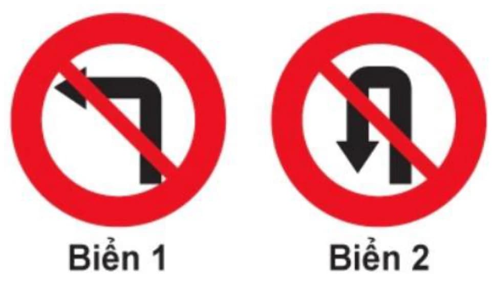 Hình câu 315: Khi gặp biển nào xe được rẽ trái?