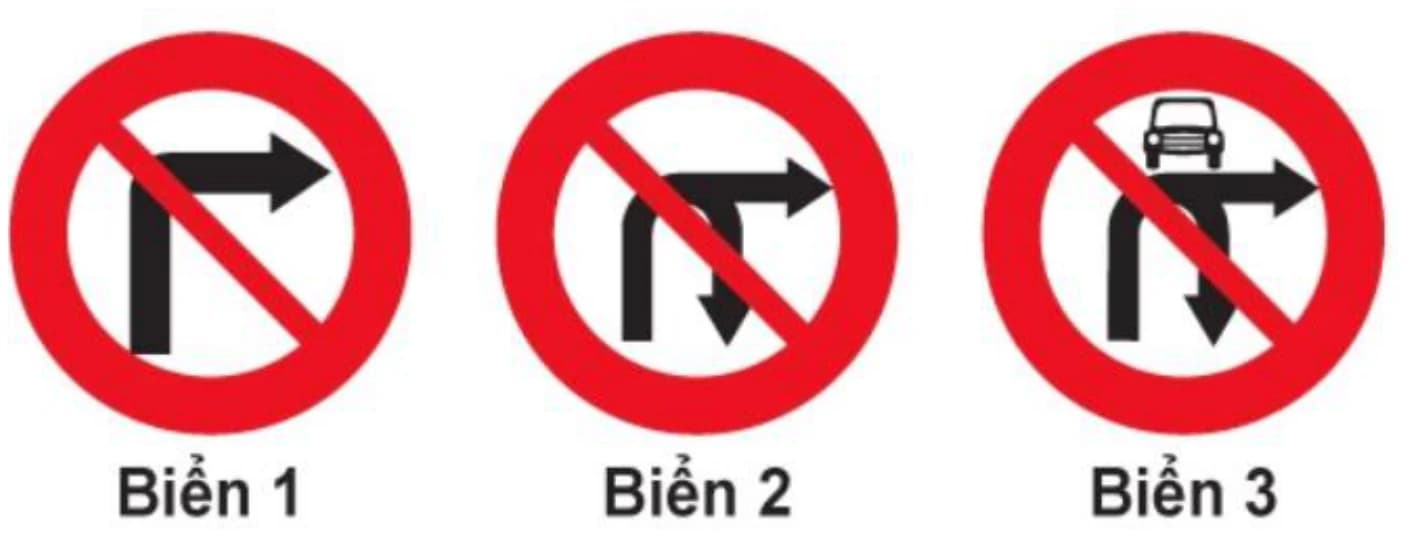 Hình câu 317: Biển nào cấm các phương tiện rẽ phải?