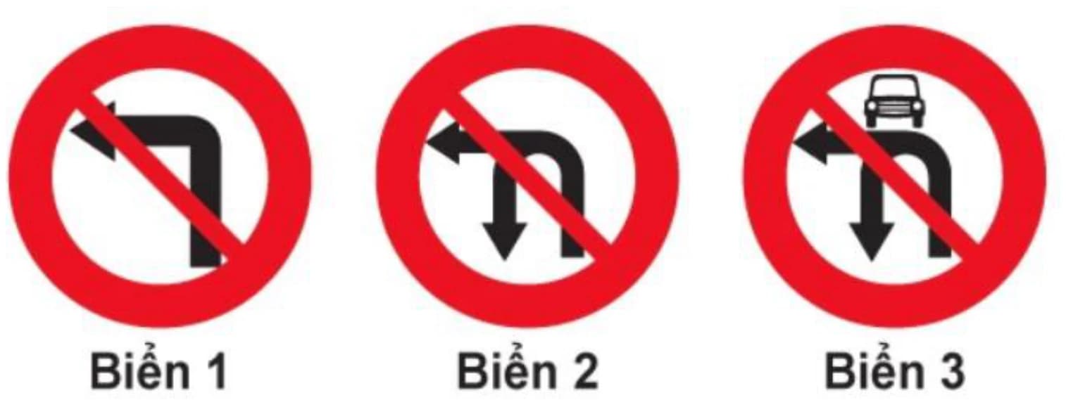 Hình câu 318: Biển nào cấm các phương tiện rẽ trái?