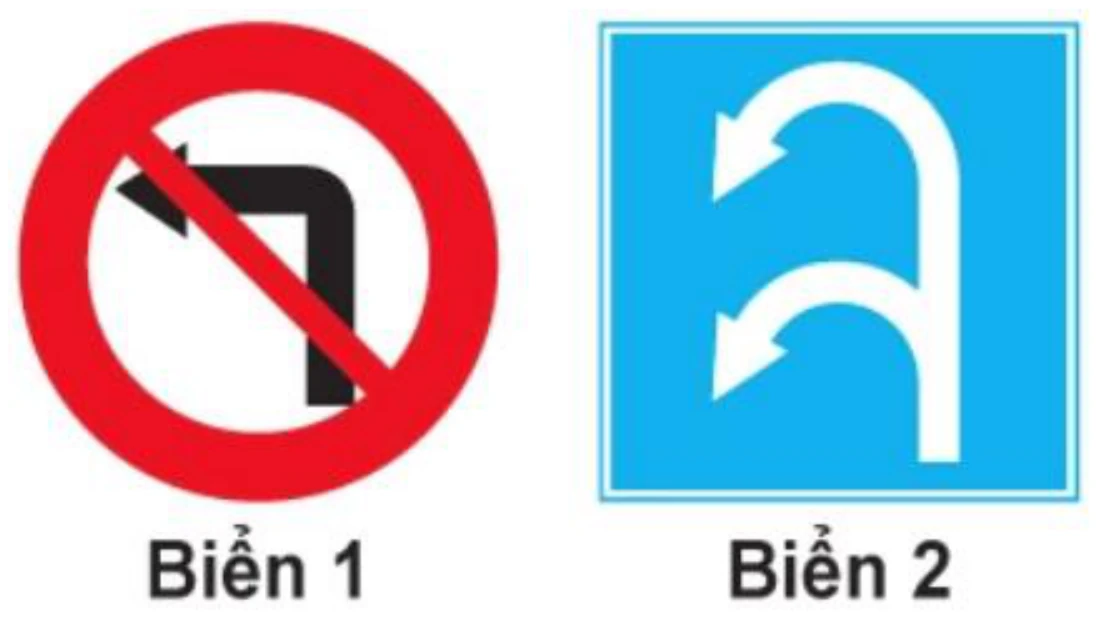 Hình câu 322: Biển nào xe được phép rẽ trái?
